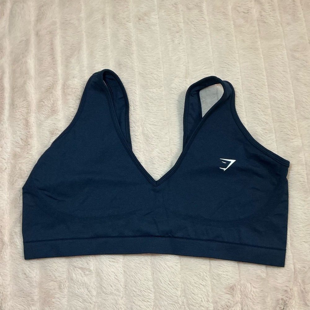 Gymshark Blue Sports Bra V-Neck Racerback